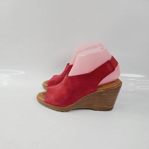 Sorel Women's Red After Hours Open Toe Suede Wedge Slingback Sandals Size US 7 - Picture 2 of 6